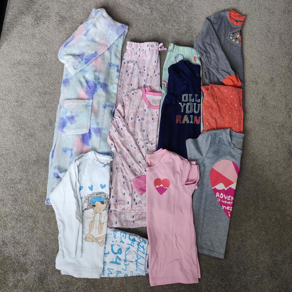 Eddie Bauer Girl's PJ Set and Robe Size 10 12 Years Old Tie Dye